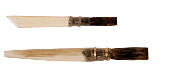 brushes for ceramic - and porcelain painting made of pure squirrel, blunt shape, natural quills