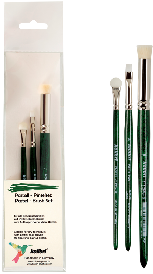 brush kit for applying, blurs and detail working with pastel, coal and crayon.