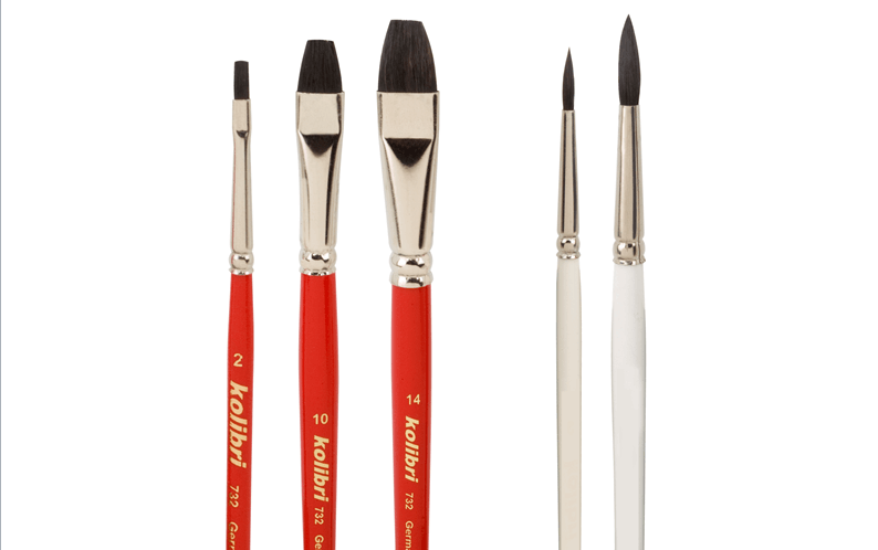 hobby paint brushes of black ox ear hair, round and flat