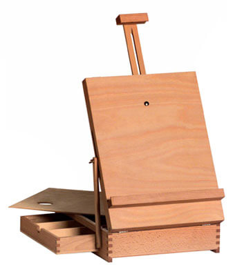 portable wooden box table easel.