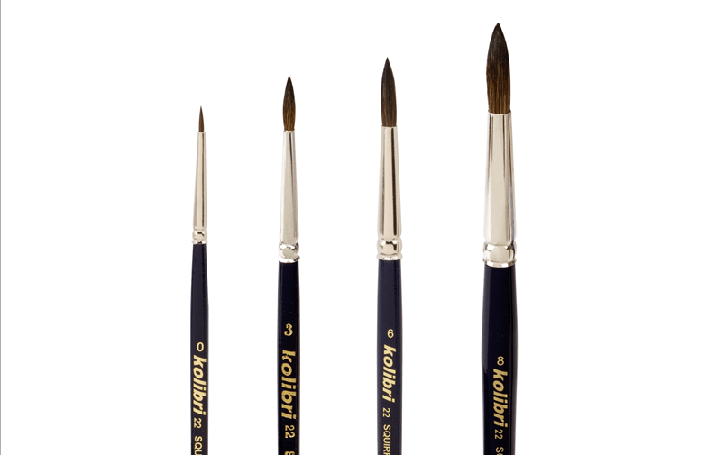 brushes for watercolorists of squirrel hair mixture